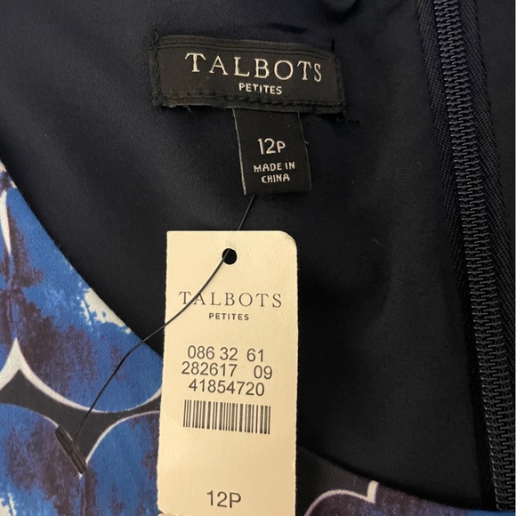 Talbots Dress Size 12 Petite Sleeveless Floral Gingham Fit & Flare Pleated NWT - Picture 9 of 11